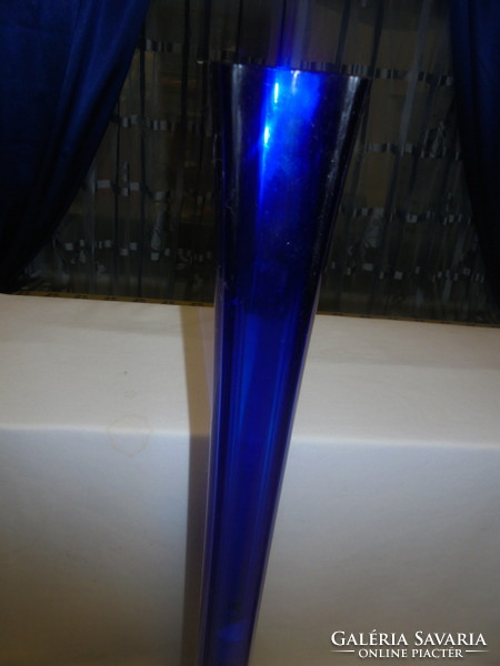 Kék üveg szálváza - nagy méret - 61 cm magas