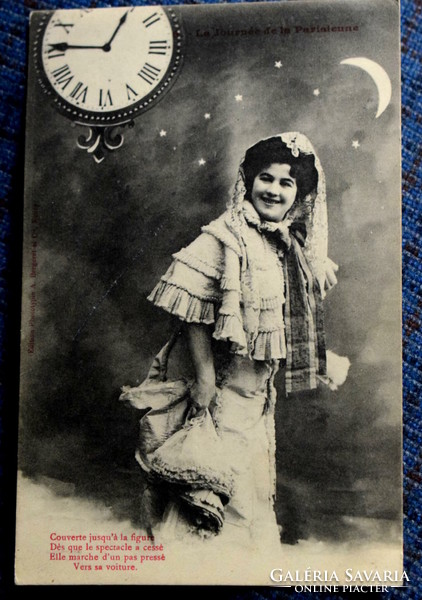 Antique photo postcard cheerful lady