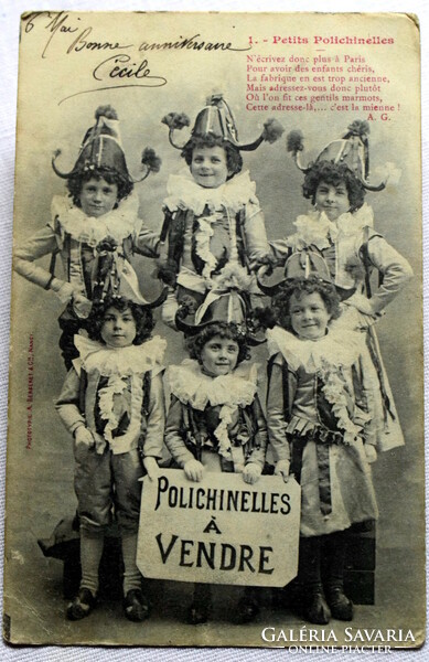 Antik humoros fotó képeslap  gyerekekkel