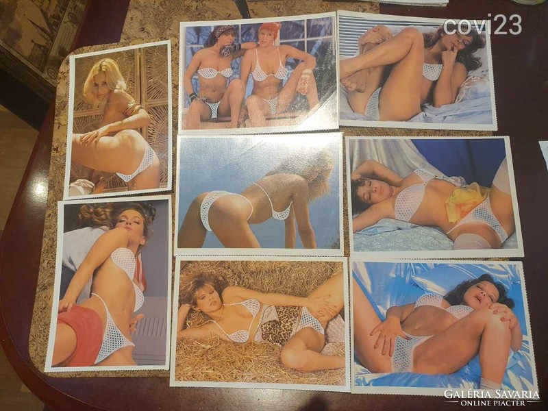 4 together! Nude erotic undressing dressing room postcards from 1986