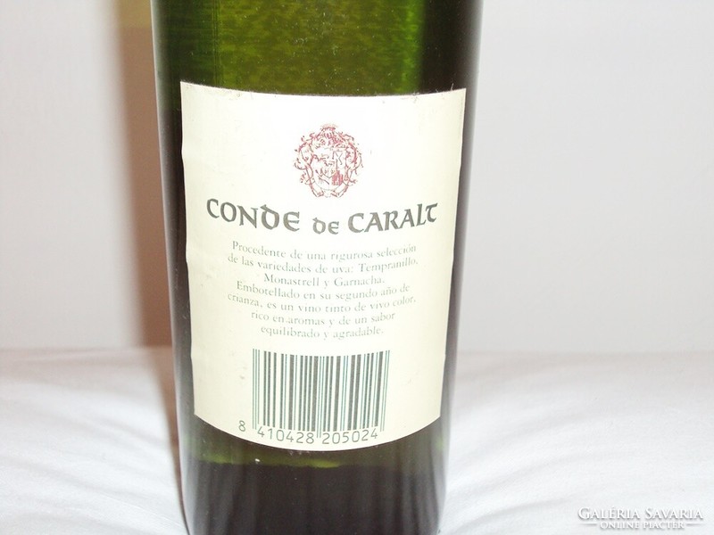 Régi bor üveg palack spanyol 1990-es évből - Conde De Caract Tinto Penedés