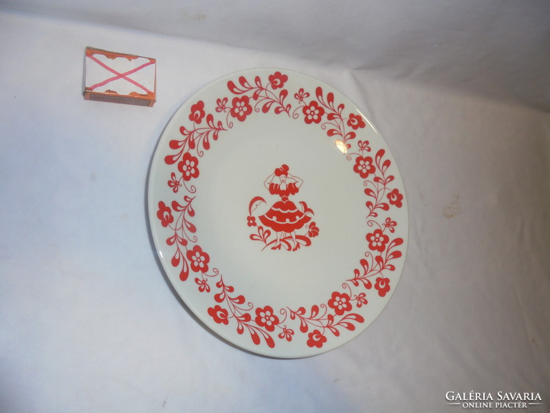 Zsolnay wall plate - dancing woman, folk pattern - 24.5 cm