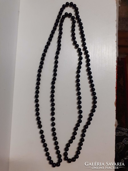 Antique hand-knotted long onyx necklace