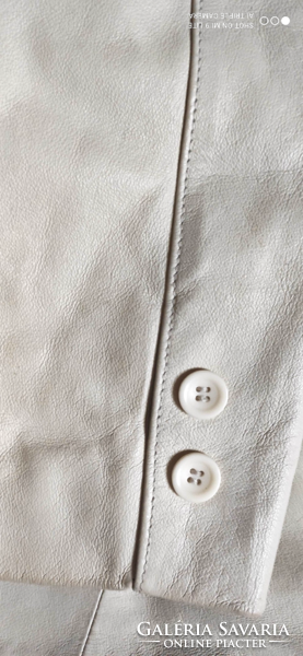 Images genuine leather slim leather jacket leather jacket size 40 butter, ecru color