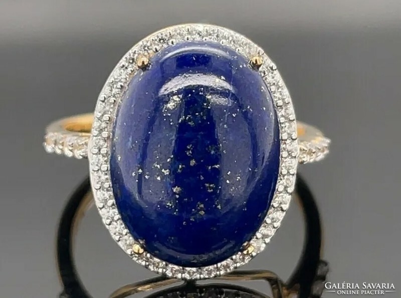 Mesés lapis lazulit  drágaköves gyűrű,  925 ezüst  - kézműves ékszerek