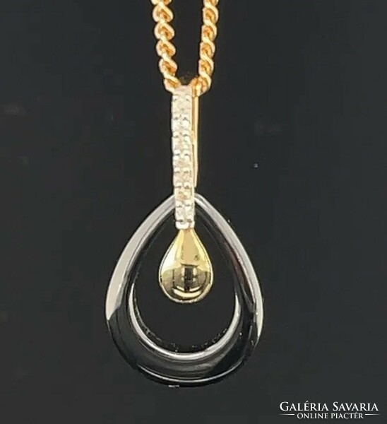 Diamond Gemstone 9K Yellow Gold Pendant-New