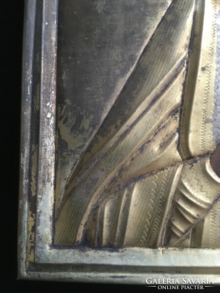 Saint Seraphim icon with gilded silver plaque !!!!! 13X11x2 cm!!!!