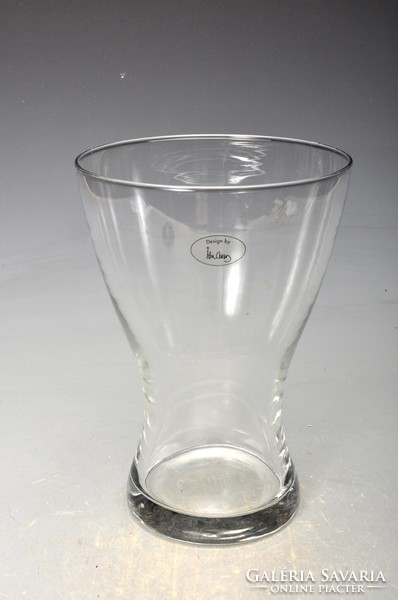 Glass vase with a retro modern shape, m: 19.5 cm, diameter 14 cm.
