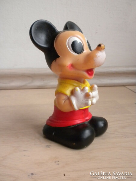 Vintage kis Mickey Mouse, Miki egér gumi figura, játék