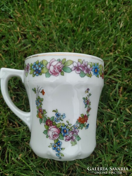 Antik porcelán, virágos, kézzel festett csésze, pohár  eladó!