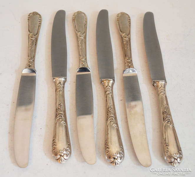 6 silver baroque small knives (nf06)