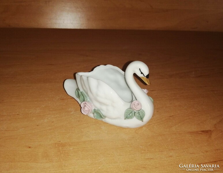 Bavaria porcelain swan figure sculpture - 9 cm long (asz)