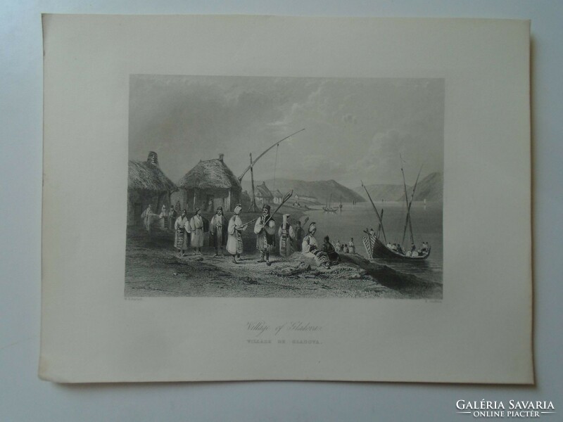 ZA450.11 Alduna -Kladova - Magyar hajósok a Duna alsó szakaszán -    - 1842 W.Bartlett  acélmetszet
