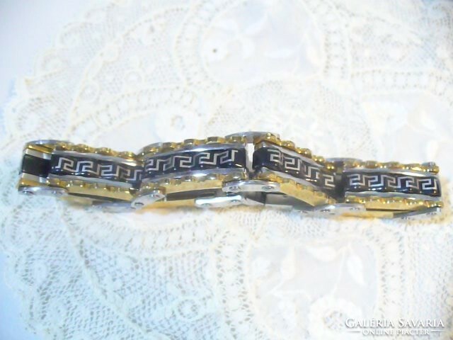 Steel and gold-plated unisex bracelet