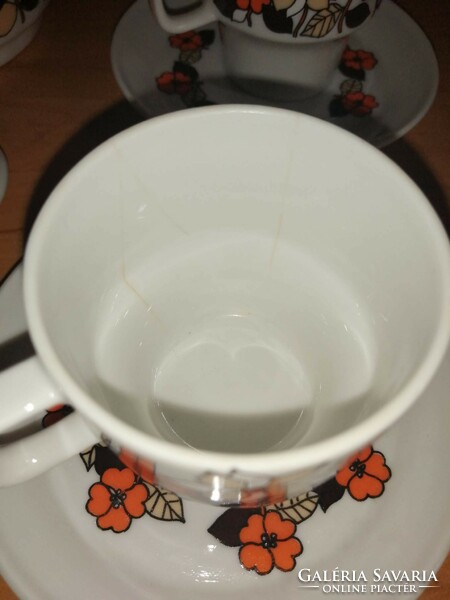 Retro Hollóházi porcelán kávéskészlet 6 személyes (z-2)