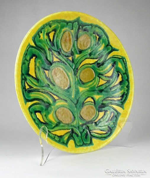 1F495 marked yellow tree of life decorative applied art ceramic wall plate 29 cm