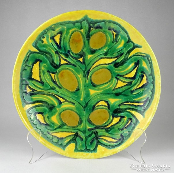 1F495 marked yellow tree of life decorative applied art ceramic wall plate 29 cm