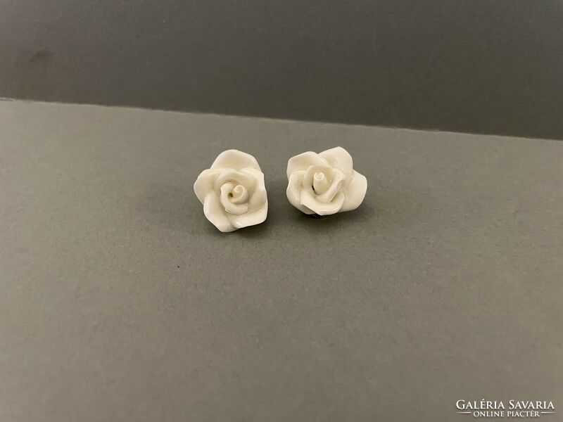 Antik porcelán rózsa fülbevaló klipsz Ritkaság