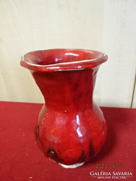 German glazed ceramic vase, the work of an injured person, height 16 cm. Jokai.