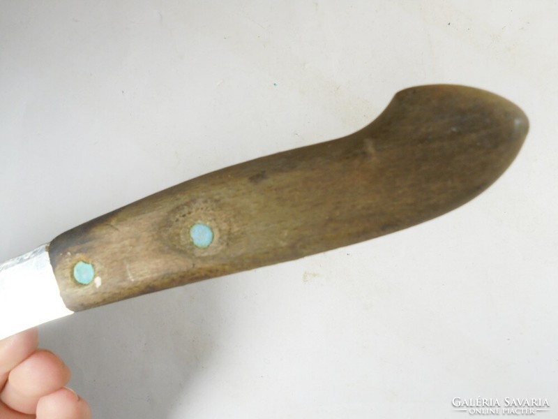 Antik régi henteskés konyhai kés fa nyéllel kb. 1900-as évek elejéről