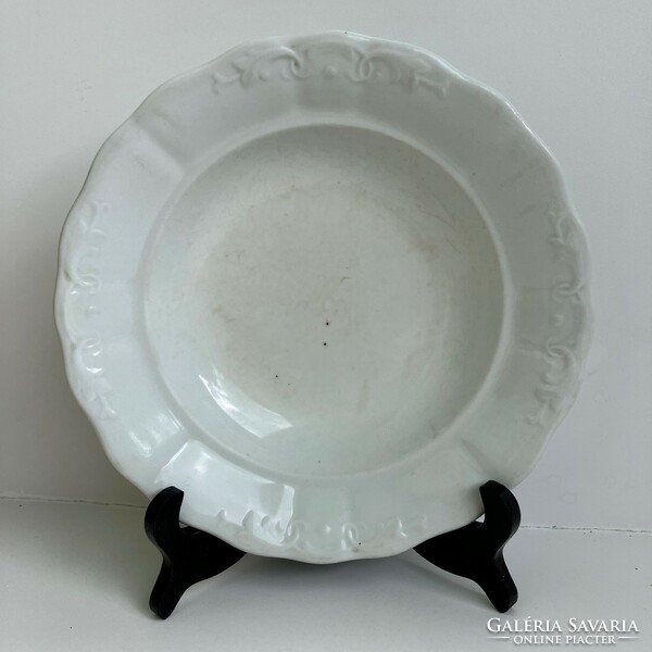 Old Zsolnay white patterned deep plate 24 cm