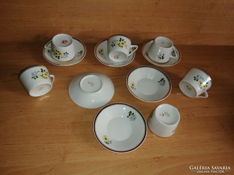 Retro Raven House porcelain yellow rose coffee cup set for 6 people (z-1)
