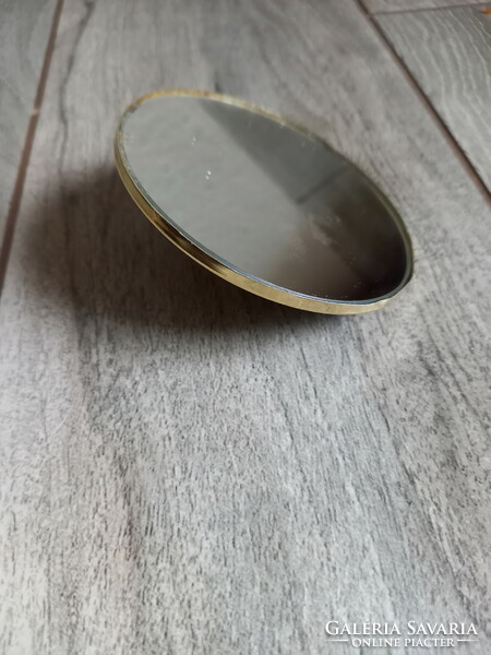 Beautiful old enamel hand mirror (8.7 cm)