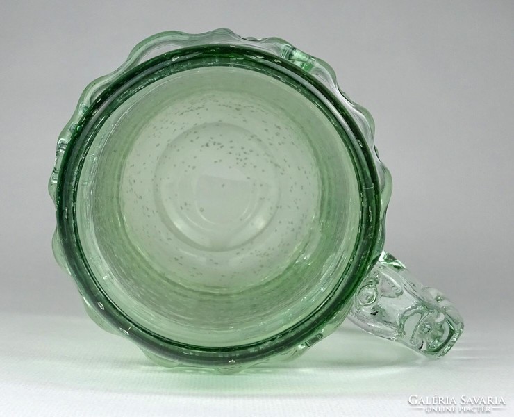 1L787 Régi nagyméretű zöld fújt üveg korsó 20 cm