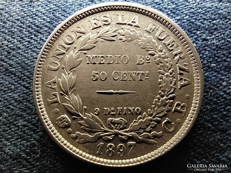 Bolívia Köztársaság (1825-2009) .900 ezüst 50 centavo 1897 PTS CB (id66432)