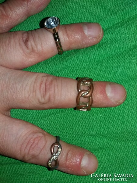 Retro copper stone rings bundle rings in 3 pieces as shown