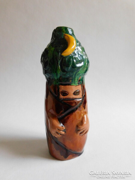 Industrial artist figural ceramic vase marked dj