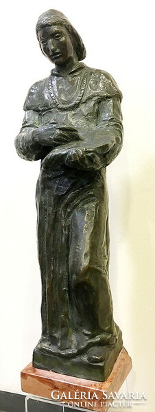 Janus Pannonius  bronz szobor,32 cm,Magyar Királyi Vallás és Közoktatási Minisztérium tulajdonából