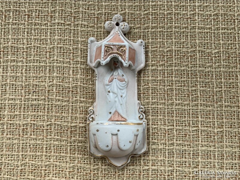 Antique porcelain holy water holder, second half of the 19th century