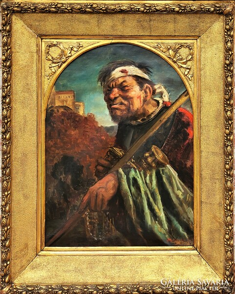 105X85cm! Antique signed (perhaps Russian) painting from around 1870-90 with a contemporary frame. Original!!