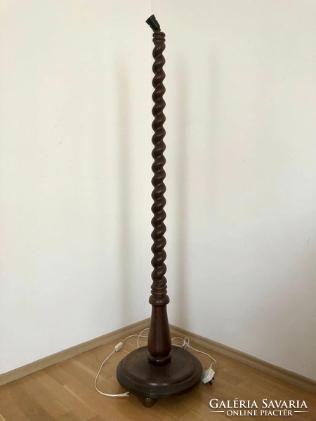 Retro colonial floor lamp, damaged, incomplete - Visegrád wood industry company/retro solid wood lamp