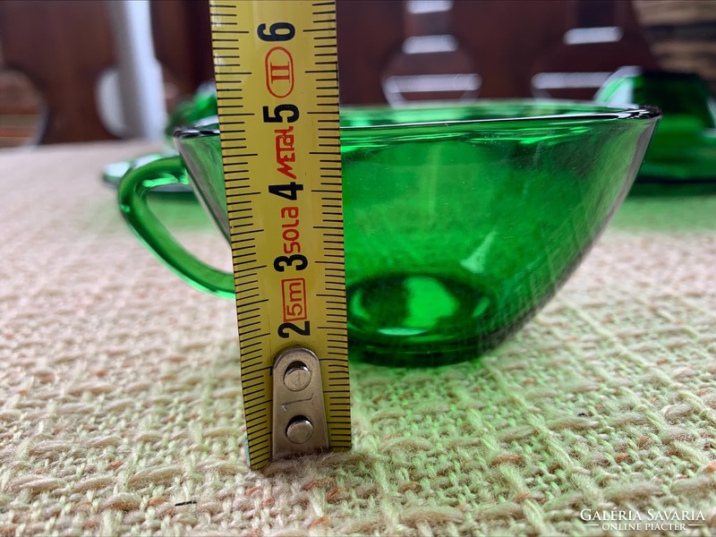Francia VERECO zöld üveg kávés csésze, 1.500/db.