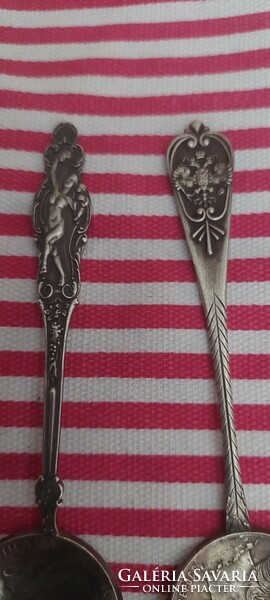 Old Russian coin spoons in a pair together 87gm