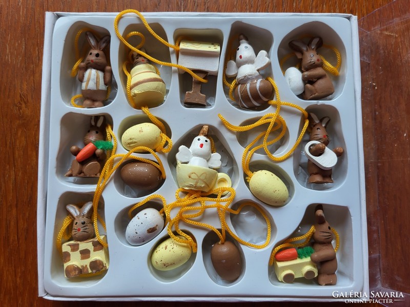 Húsvéti nyuszi tojás fa figura csomag dekoráció kellék