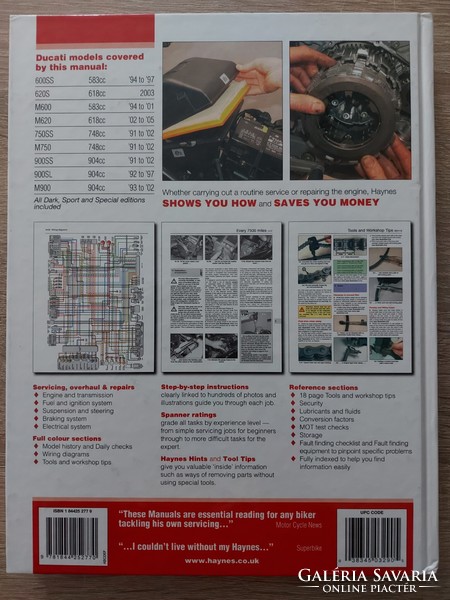 Haynes: ducati 600, 620, 750, 900 manual - 1991 - 2005 assembly manual in English - 549