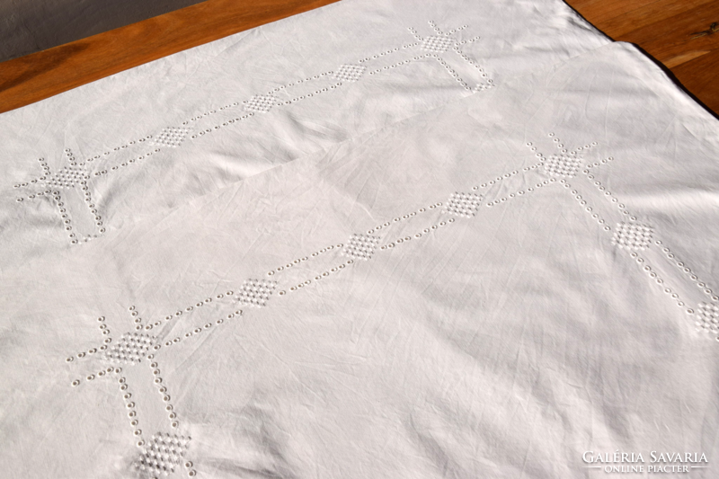 Antique old madeira embroidered pillowcase pair linen pillowcase 78 x 73