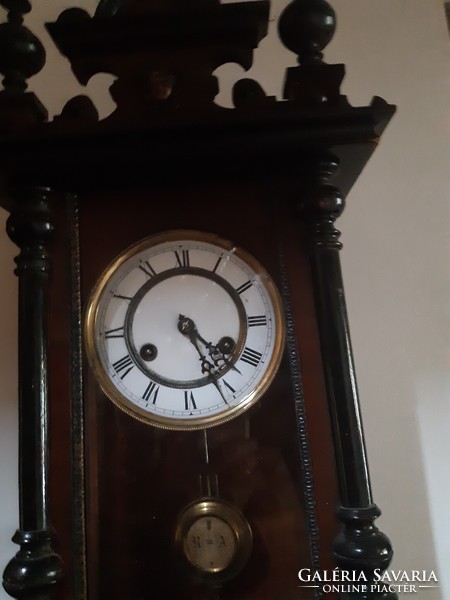 Antique 2 wall clocks, semi-percussive, mechanical, Roman numerals, working