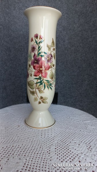 Zsolnay 27 cm hand-painted, gilded, flawless vase, marked, signed, opening 9 cm.
