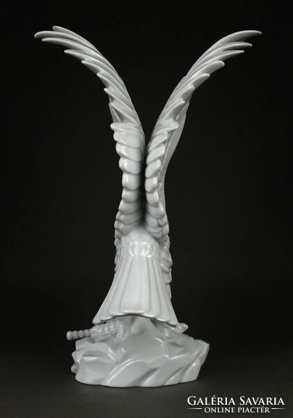 1M991 Fehér Herendi porcelán szobor turul madár karddal 34 cm