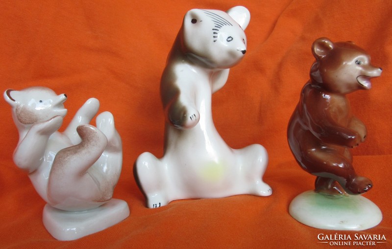 3 retro porcelain teddy bears for sale together.