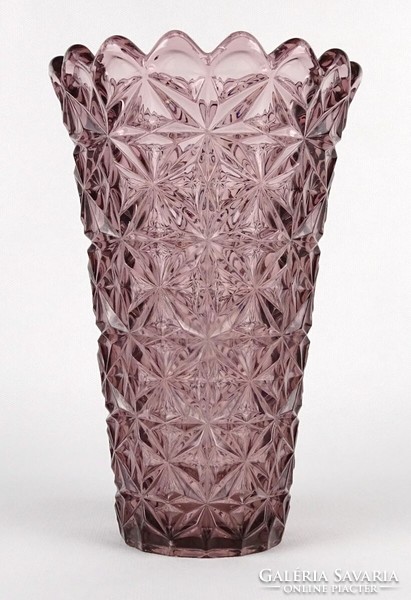 1N157 Mid century mályva színű üveg váza 20 cm