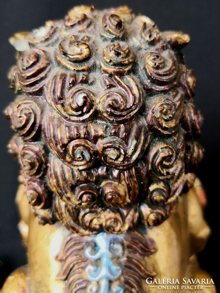 DT/252 – Kézzel festett és aranyozott oroszlánszobor, Thaiföld/Bali