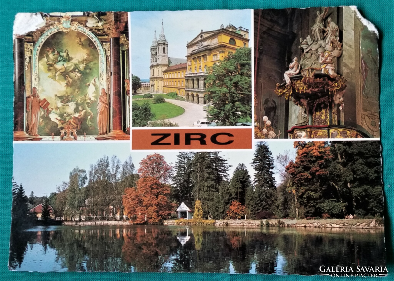 Zirc részletek, postatiszta képeslap, 1983, sérült
