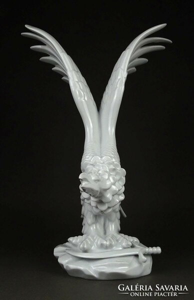 1M991 white Herend porcelain statue turul bird with sword 34 cm