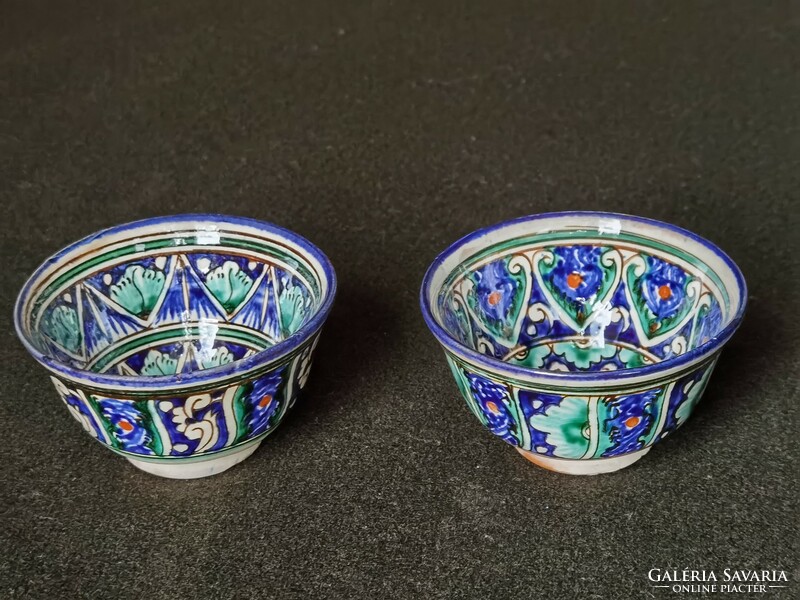 Hand-painted authentic Uzbek teacups with palmette decoration
