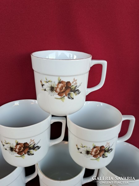 Rare lowland porcelain one-ear brown rose patterned floral retro rare shape mug nostalgia